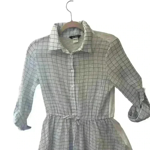 Anthropologie Blue &White Plaid Sz S Button Down Collar Preppy Emo - Picture 1 of 4